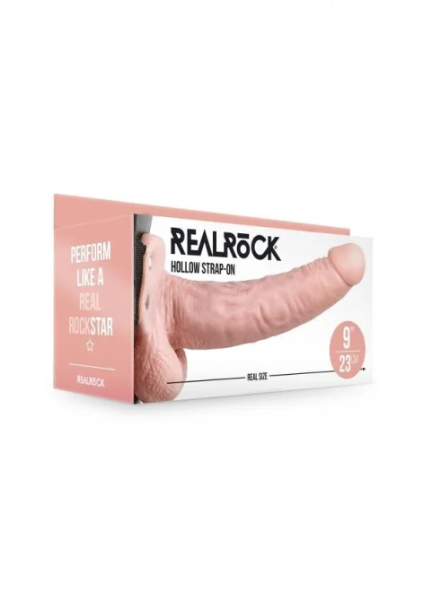 Realrock Hollow Strap-on dutý připínací penis s varlaty 23 cm - tělový