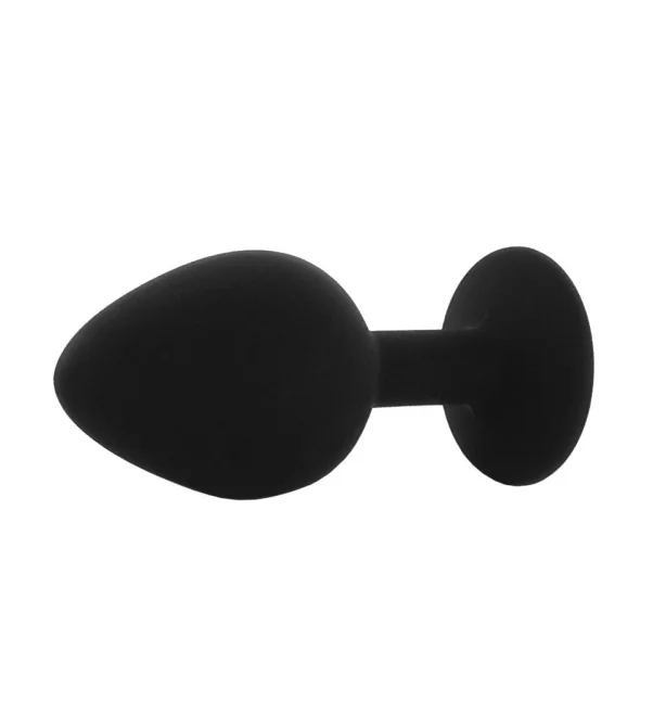 BASIC X ShinyBlack - silikonový anální kolík s kamínkem M