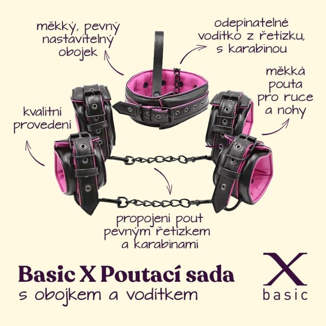 BASIC X poutací sada s obojkem a vodítkem