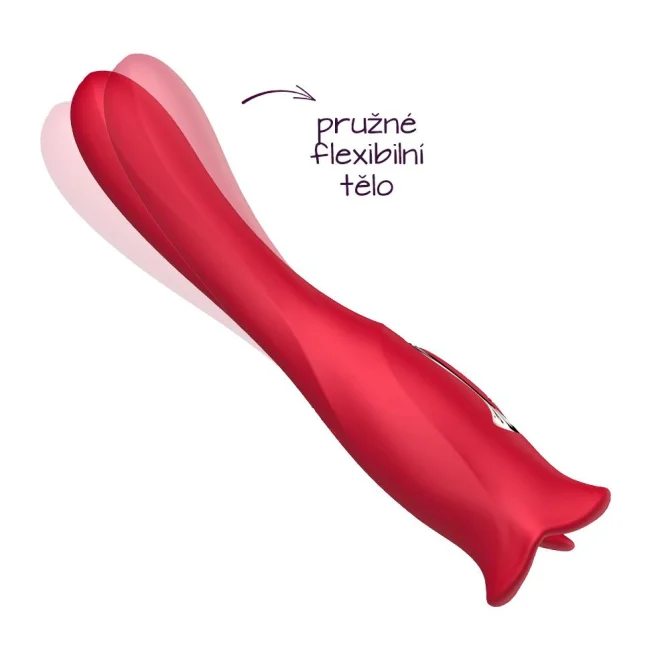 BASIC X Mouth vibrátor a stimulátor klitorisu 2v1 červený