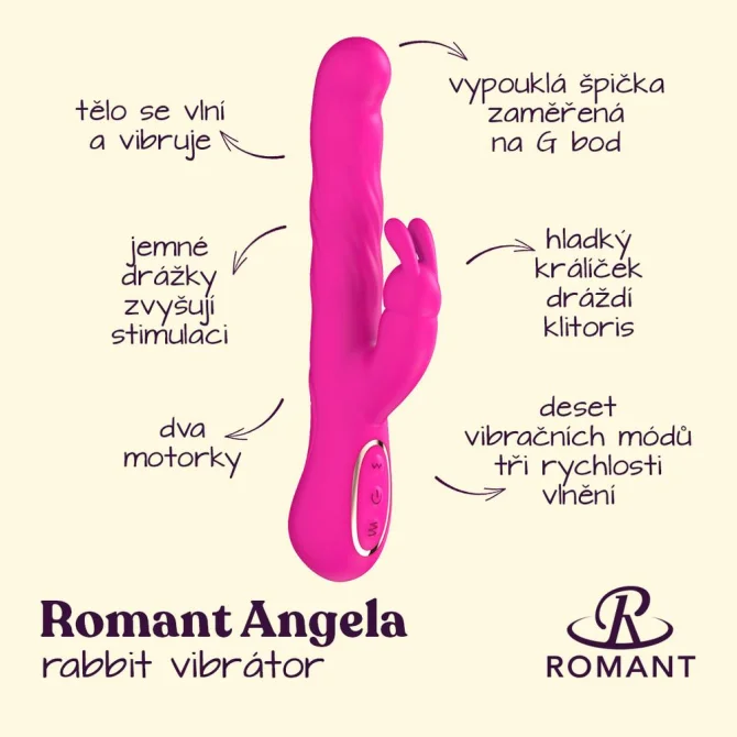 Romant Angela rabbit vibrátor růžový