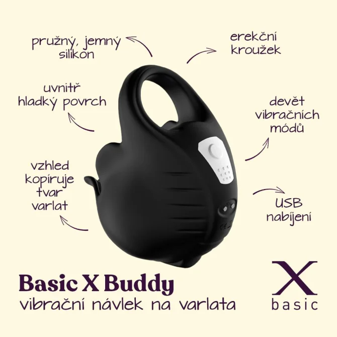 BASIC X Buddy vibrační návlek na varlata
