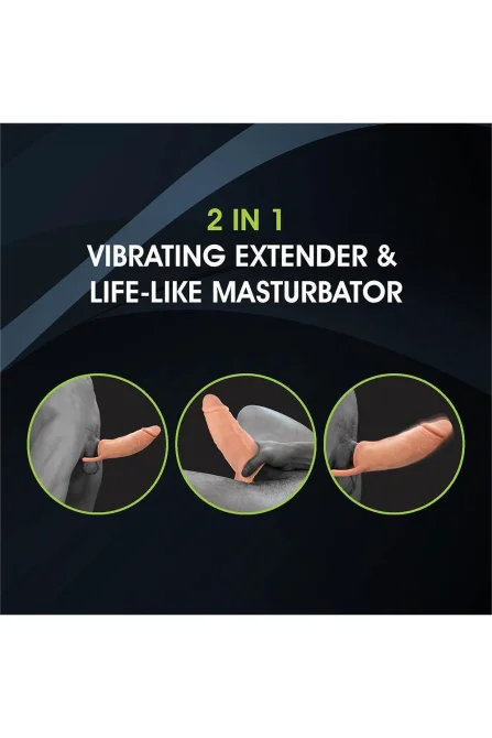 NMC Extendor 2v1 vibrační návlek na penis a masturbátor 23 cm