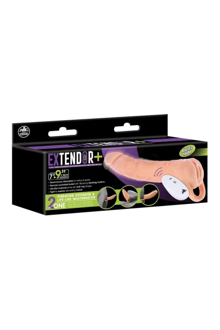 NMC Extendor 2v1 vibrační návlek na penis a masturbátor 23 cm