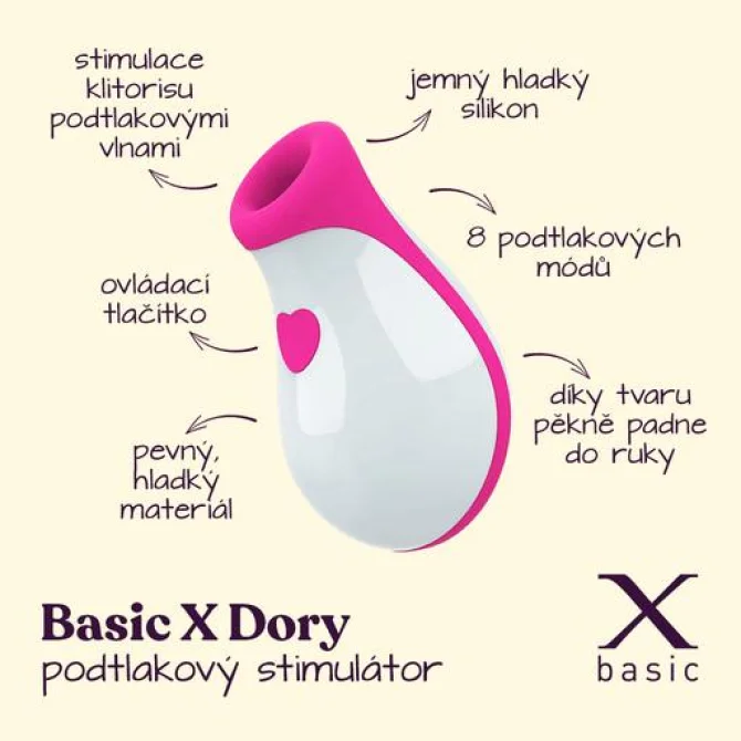 BASIC X Dory podtlakový stimulátor klitorisu růžový