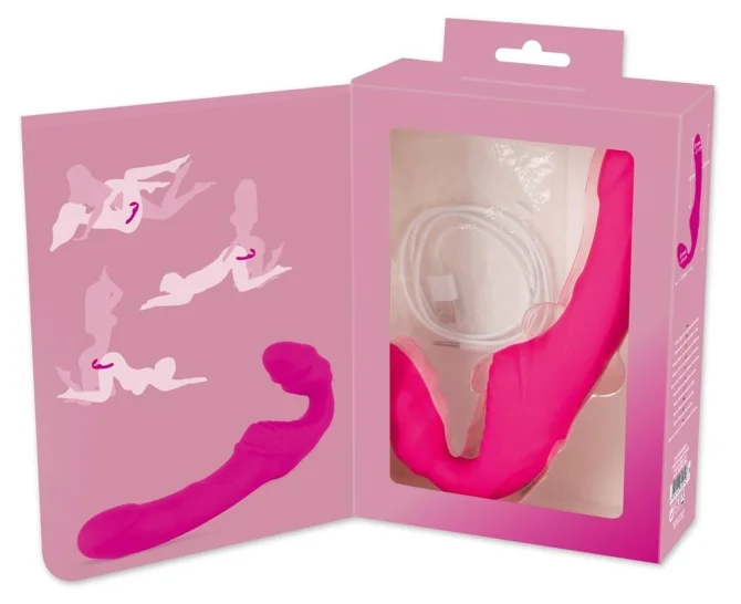 Strapless strap-on Vibrátor - růžový