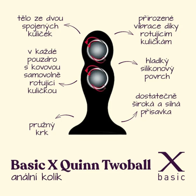 BASIC X Quinn TwoBall anální kolík s rotačními kuličkami černý