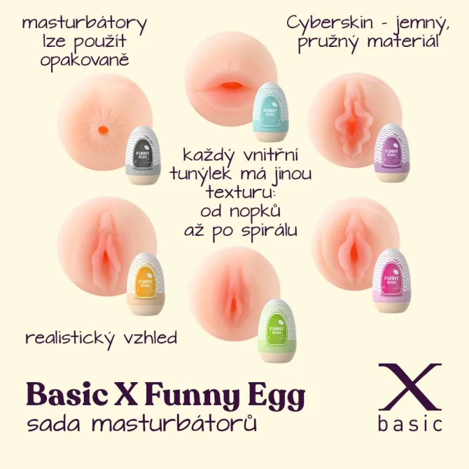 BASIC X Funny Egg sada masturbátorů 6 ks
