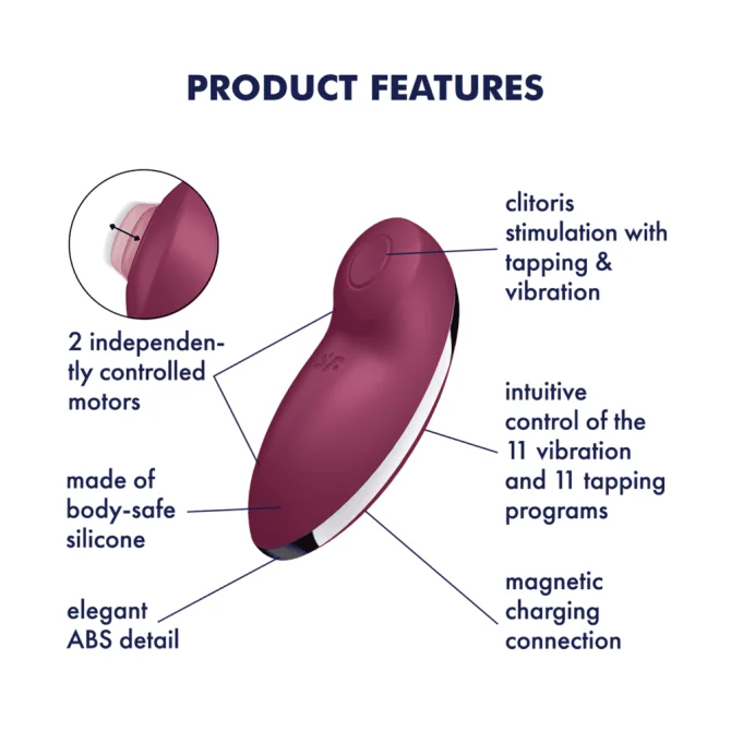 Satisfyer Tap & Climax 2 stimulátor klitorisu - vínový