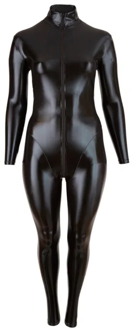 Carolina kombinéza s mokrým efektem Plus Size černá: XXL