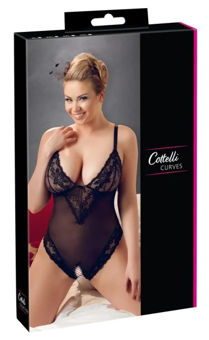 Cottelli Curves body s krajkou - černé: 2XL