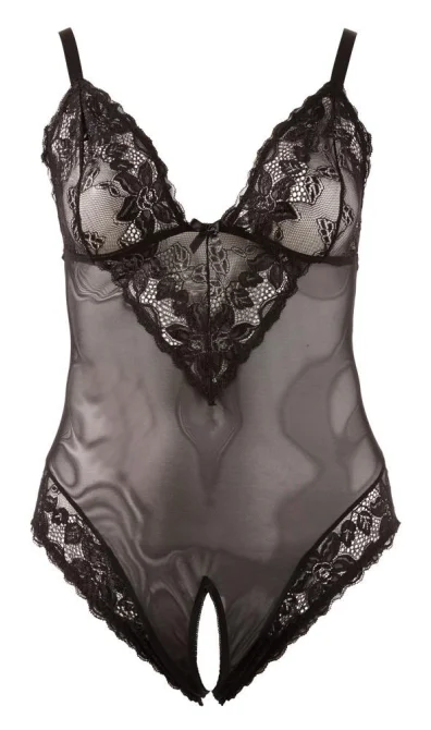 Cottelli Curves body s krajkou - černé: 2XL