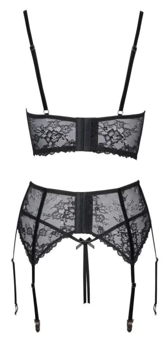 Cottelli Lingerie Set s řetízkem - černý: 90B/XL
