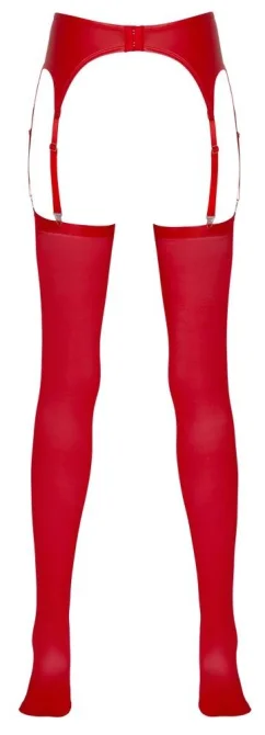 NO:XQSE Set podvazkový pás a punčochy - červený: S/M