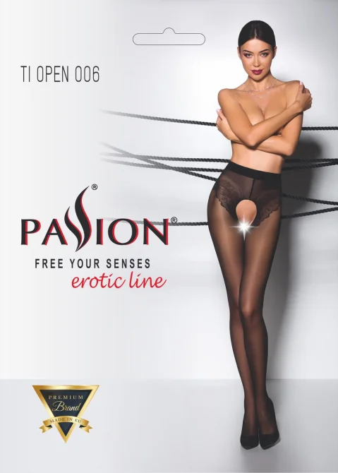 Passion TIOPEN punčochy 006 černé (30 den): 3/4 = M/L