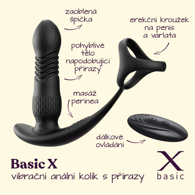 BASIC X  Ronie vibrační anální kolík na dálkové ovládání