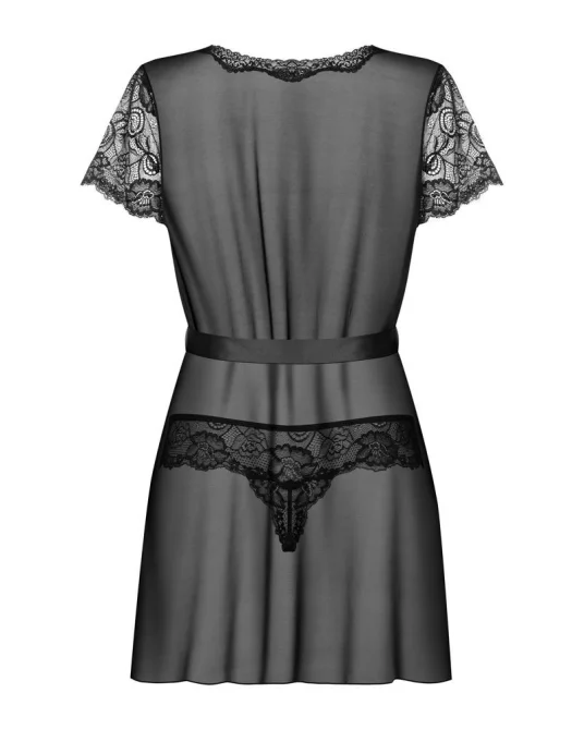 Obsessive Alluria peignoir - černý: S/M