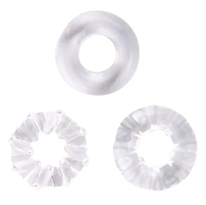 BASIC X  Erekční kroužky nevibrační 3 ks transparentní