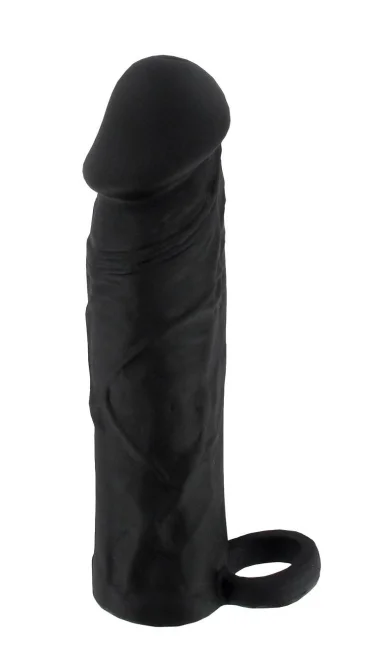 BASIC X Realistický zvětšující návlek na penis S - černý