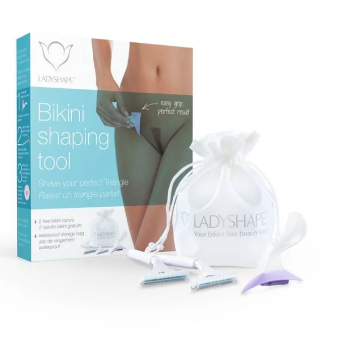 Ladyshape Triangle šablona na holení klínu + 2 žiletky a sáček - Výhodné balení!