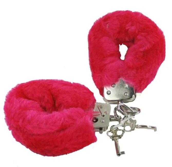 Kovová pouta na ruce oplyšovaná - červená