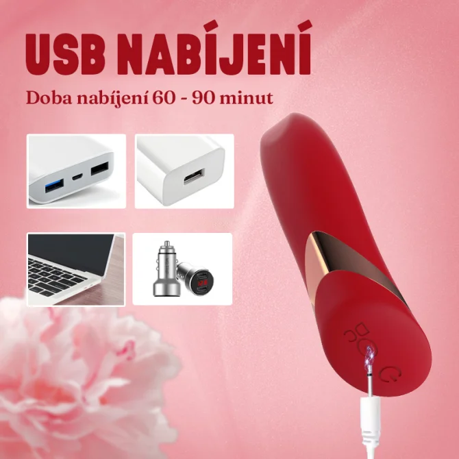 BASIC X Lip stick minivibrátor červený