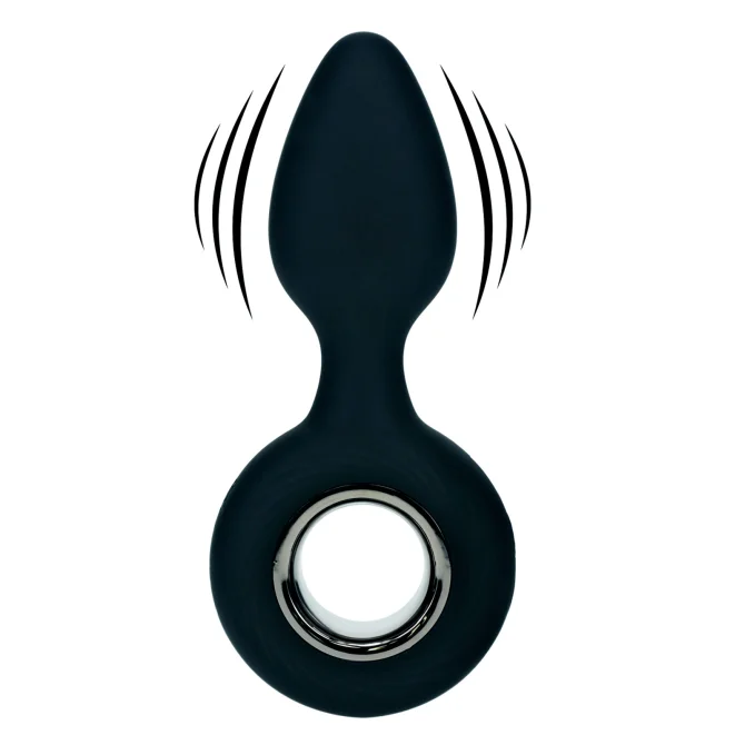 Levelz Vibrační anální kolík s očkem - černý