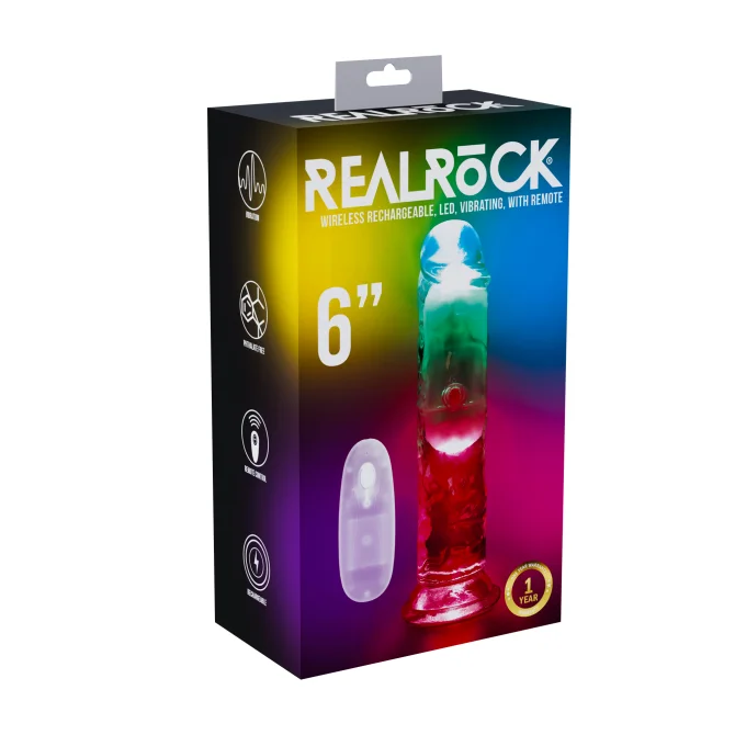 RealRock LED svítící vibrační dildo 15 cm