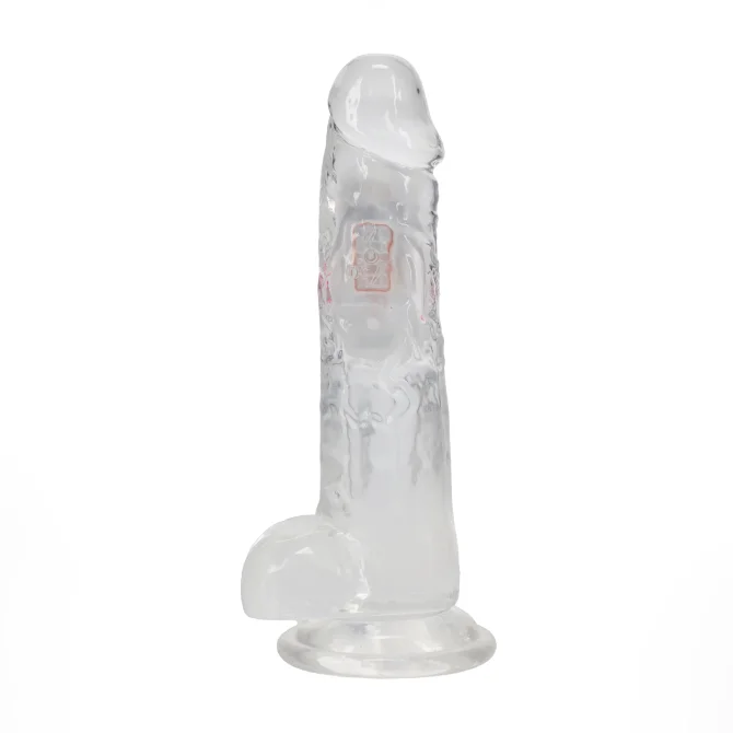 RealRock LED svítící vibrační dildo s varlaty 20 cm