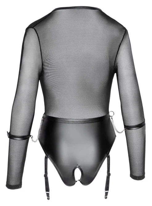 Cottelli Bondage Body s dlouhým rukávem černé S