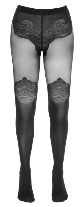 Cottelli Legwear punčocháče se vzorem černé 4 (L)