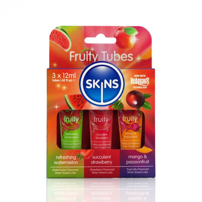 SKINS lubrikační gely s příchutí 3 x 12 ml