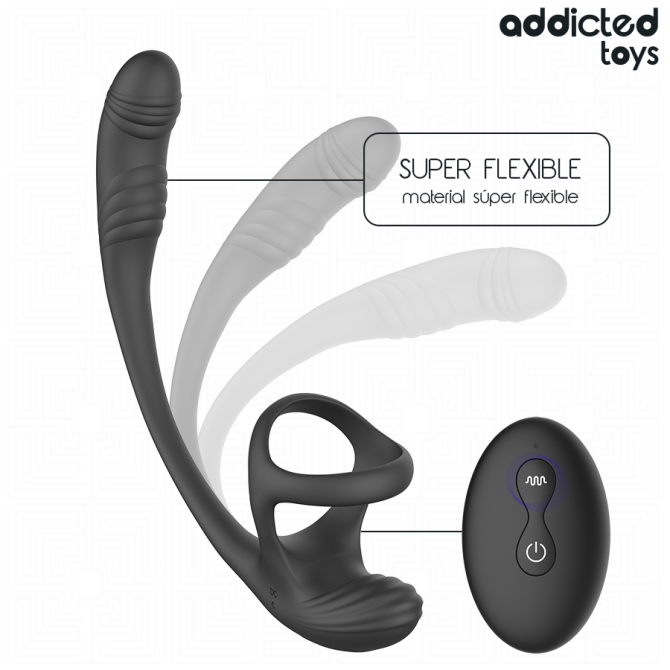 Addicted Toys Erekční kroužek s se stimulátorem prostaty a varlat