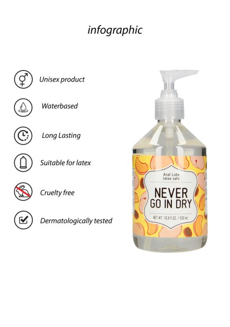 Never Go In Dry Anální lubrikační gel 500 ml
