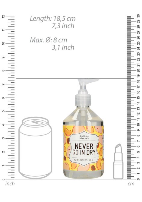 Never Go In Dry Anální lubrikační gel 500 ml