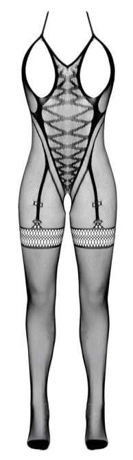 Fantasy by Cottelli Bodystocking odhalující ňadra - černý