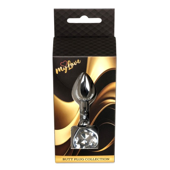 MyLove Silver anální kolík se srdíčkem S čirý