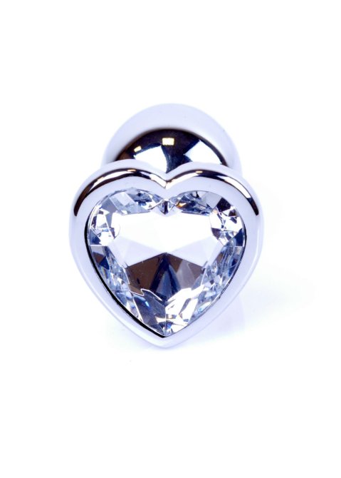 MyLove Silver anální kolík se srdíčkem S čirý