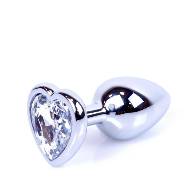 MyLove Silver anální kolík se srdíčkem S čirý