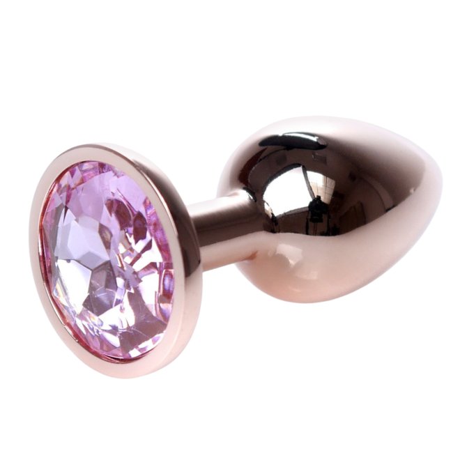 MyLove Rose gold anální kolík s kamínkem S růžový