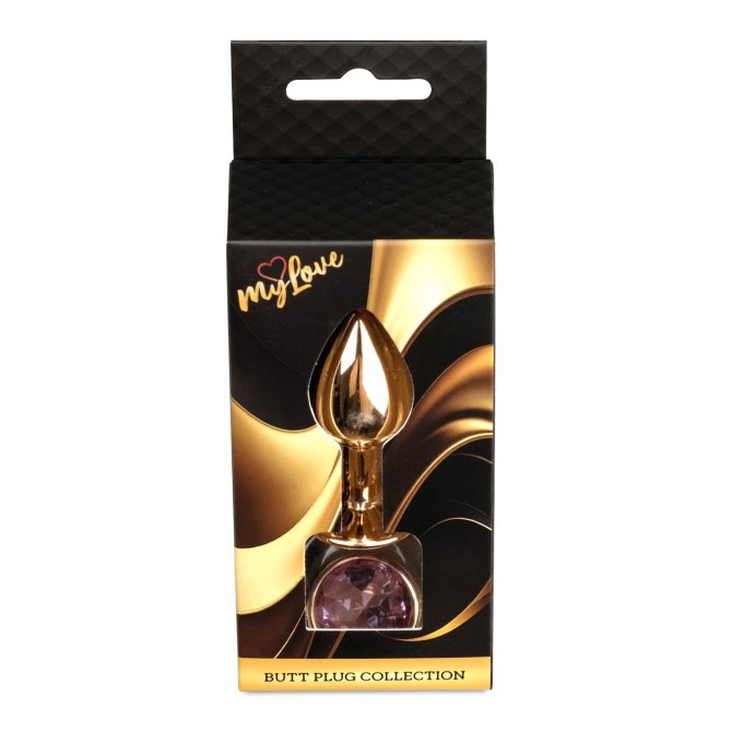MyLove Rose gold anální kolík s kamínkem S růžový
