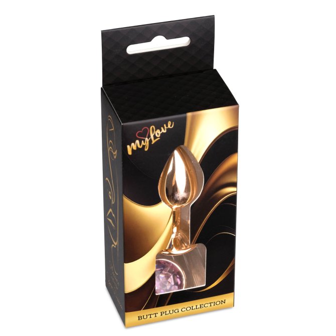 MyLove Rose gold anální kolík s kamínkem S růžový