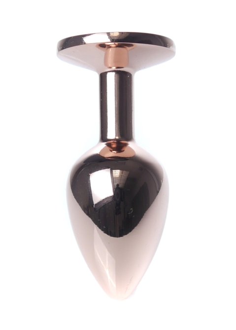 MyLove Rose gold anální kolík s kamínkem S růžový