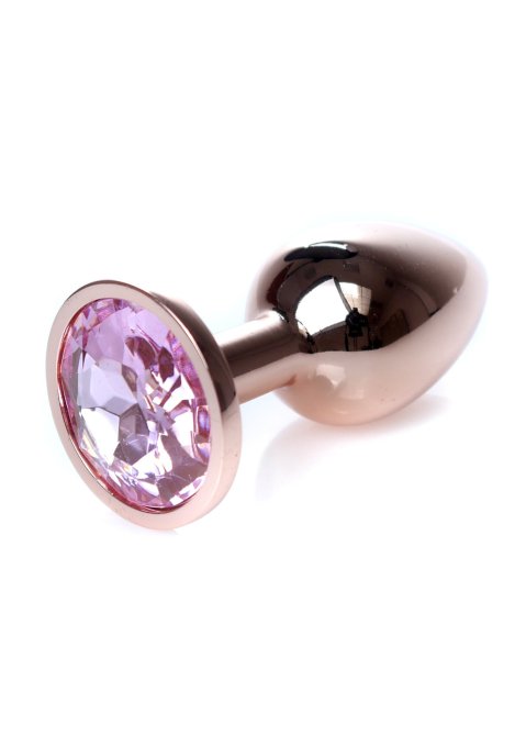 MyLove Rose gold anální kolík s kamínkem S růžový