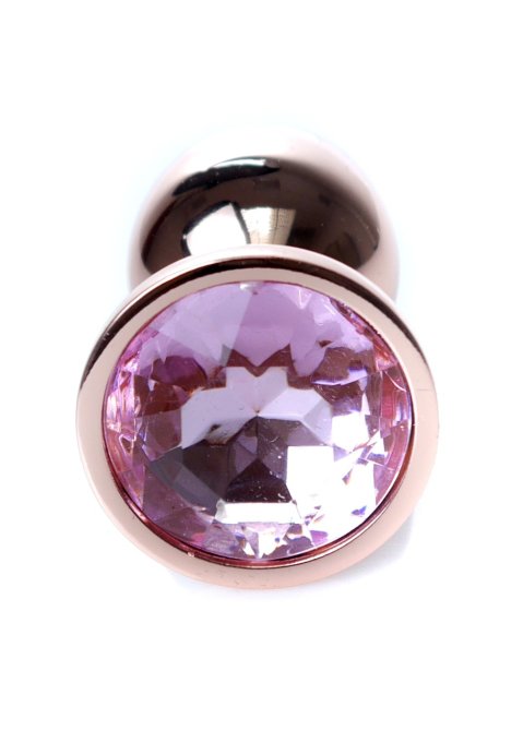 MyLove Rose gold anální kolík s kamínkem S růžový