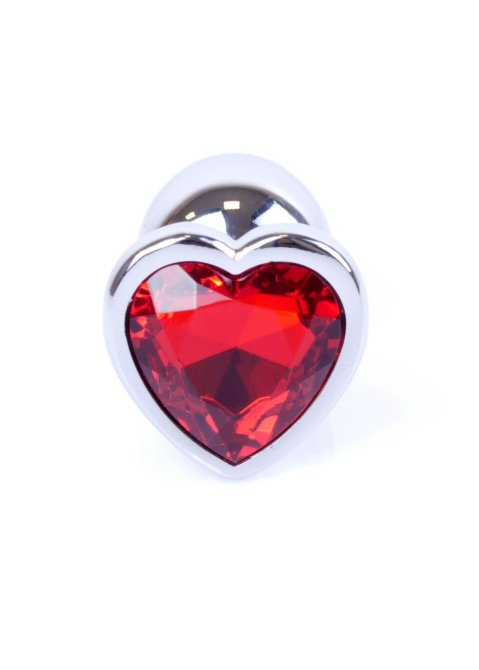 MyLove Silver anální kolík se srdíčkem S červený