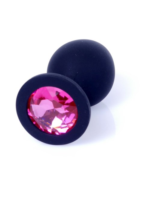 Plug-Jewellery silikonový anální kolík s kamínkem M růžový