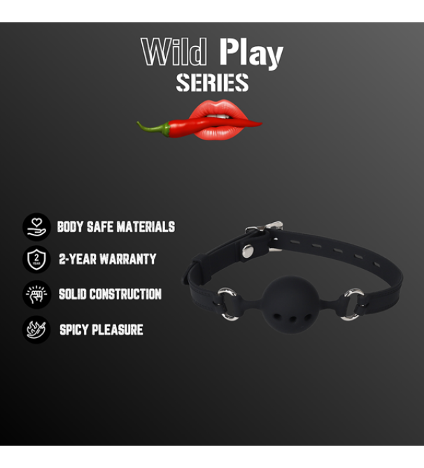 Wild Play Silikonový roubík prodyšný L - černý