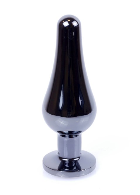 HeavyFun Dark Silver anální kolík s kamínkem S růžový