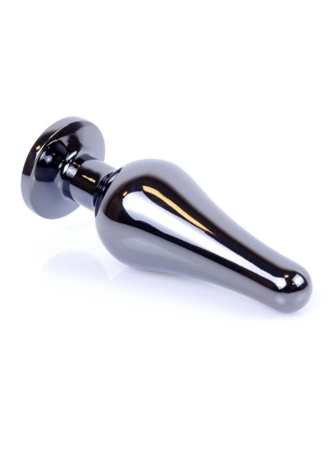 HeavyFun Dark Silver anální kolík s kamínkem S černý